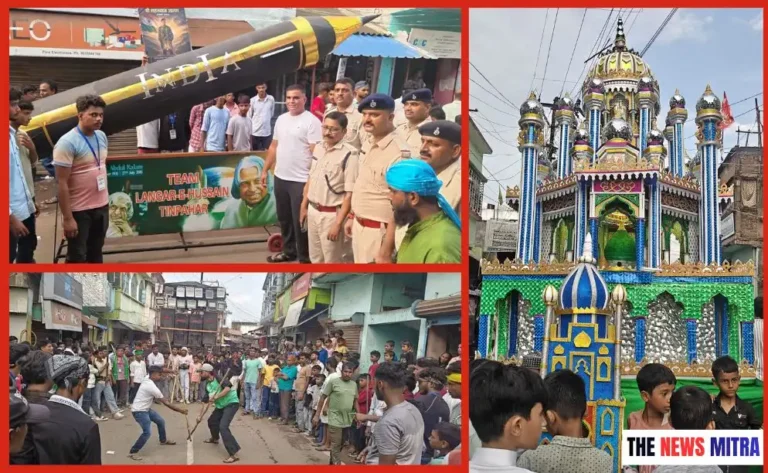 तीनपहाड़ में चेहल्लुम पर निकाली गई भव्य झांकी, अखाड़ा और आकर्षक ताजिया की तस्वीर